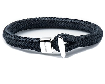 Mens Nylon Bracelet, Sterling Silver Clasp, Marine Rope Bracelet