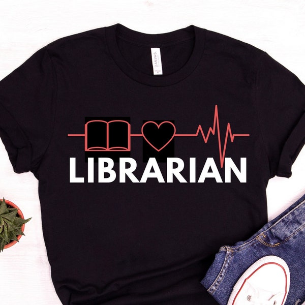 Librarian Shirt, Librarian Heartbeat, Book Lovers, Library