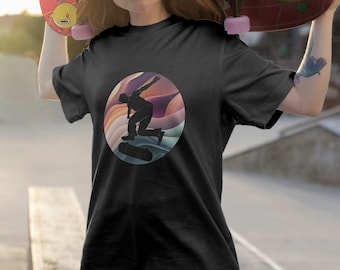 Kickflip Color Flow - Fun Skateboarding Silhouette T-Shirt (Great Gift Idea)