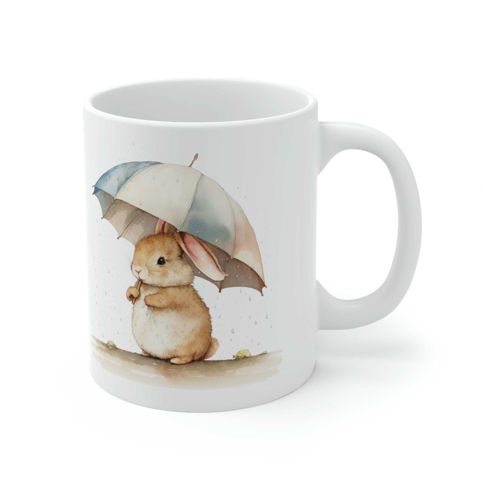 Discover Baby Bunny in the Rain - Fun Cute Rabbit Coffee Mug