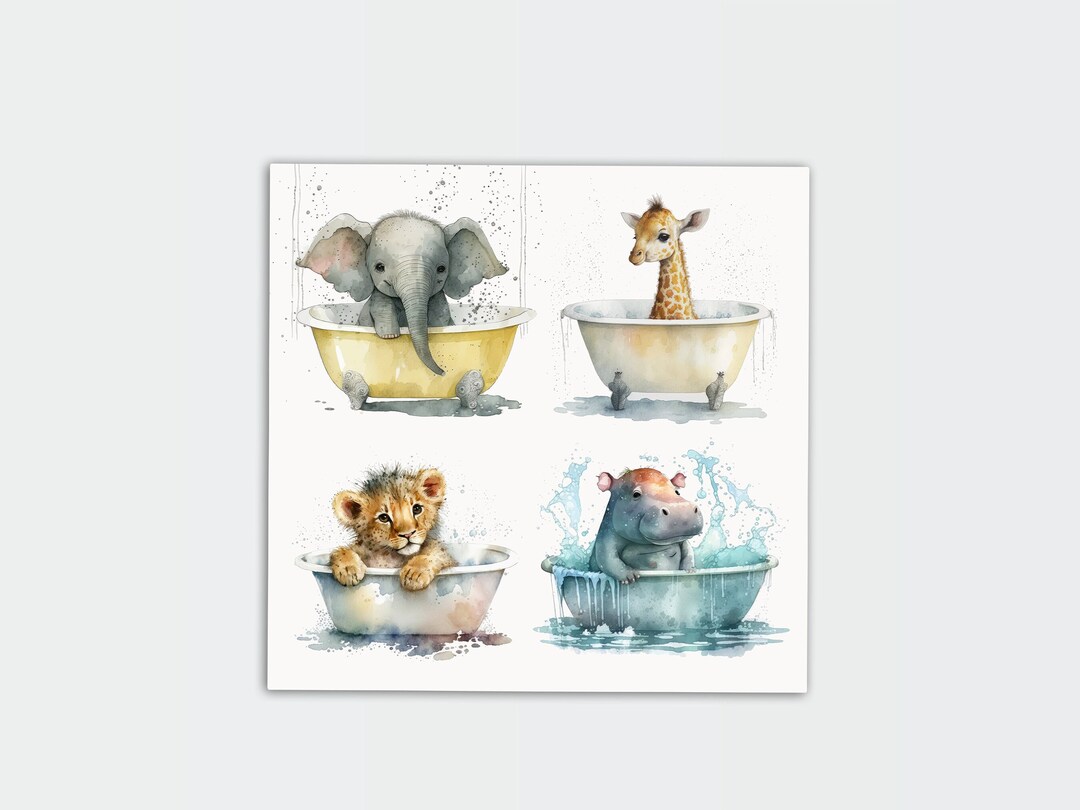 Baby Animal Bath Time animals of the Savanna Fine Art Digital Download