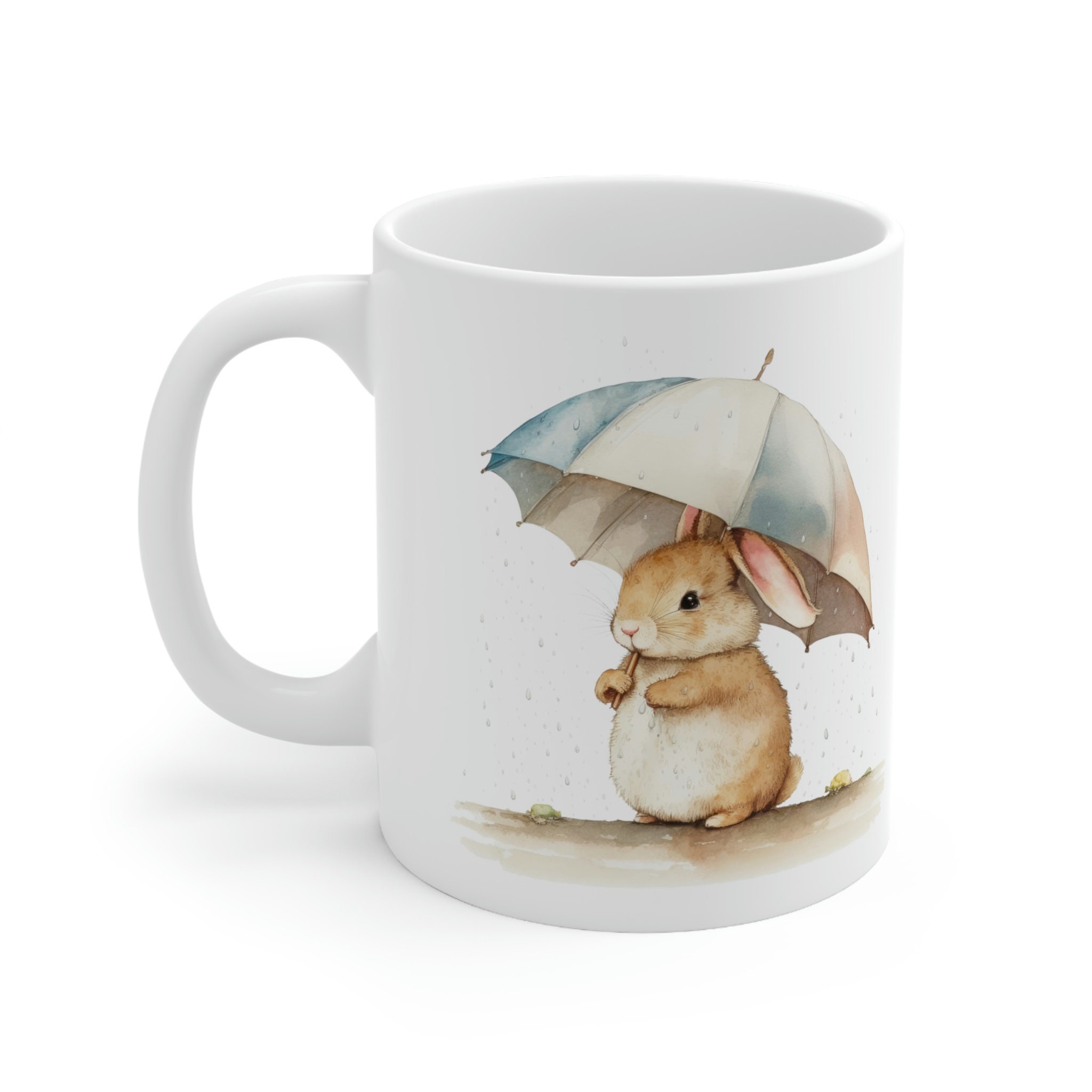 Discover Baby Bunny in the Rain - Fun Cute Rabbit Coffee Mug