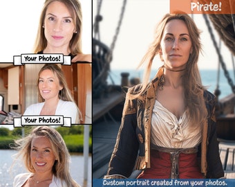 Make Me a Pirate - Custom Portrait, available as Digital Download, Print, Framed Print, Canvas Print or Poster (Great Gift Idea)