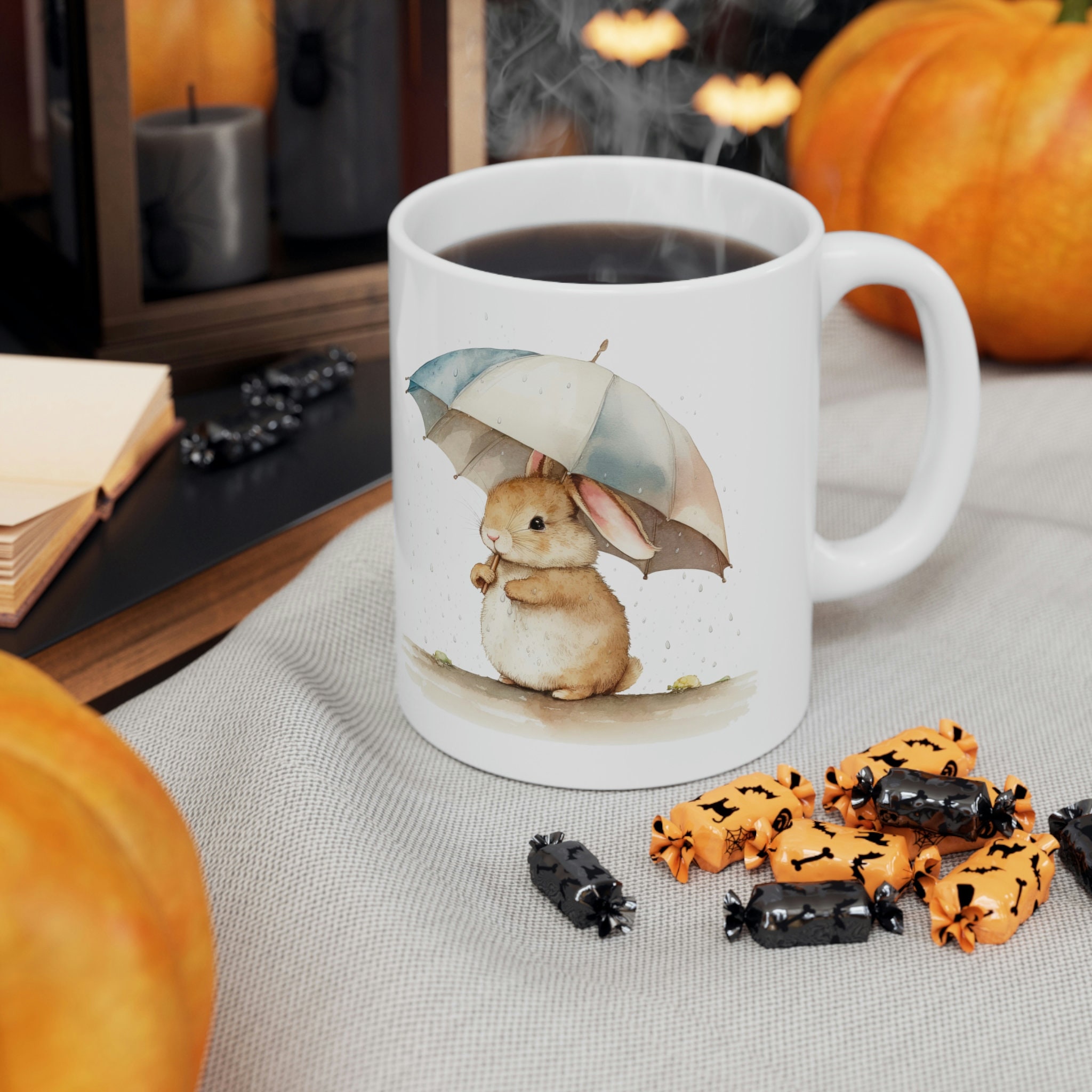 Discover Baby Bunny in the Rain - Fun Cute Rabbit Coffee Mug