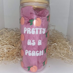 Pretty As A Peach Glass Can