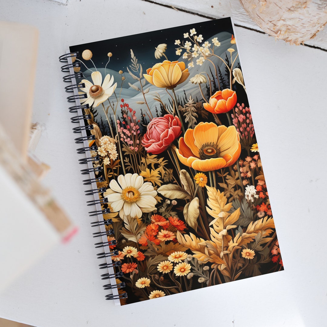 Spiral Bound Dot Journal Fall Wild Flower Garden Dot Etsy