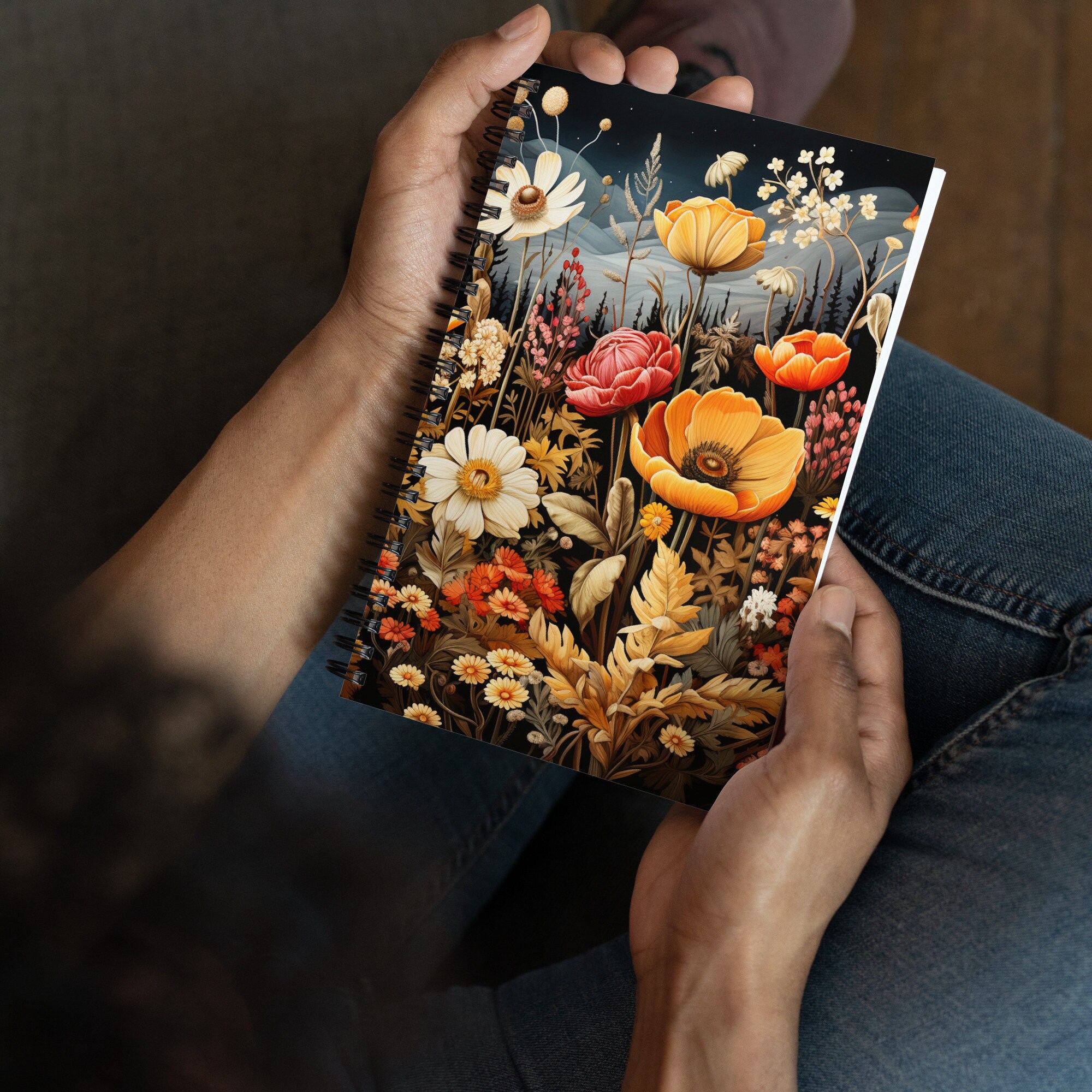 Spiral Bound Dot Journal Fall Wild Flower Garden Dot Etsy