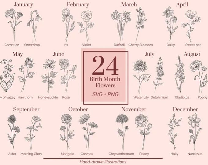 Birth Month Flower stencil for cricut