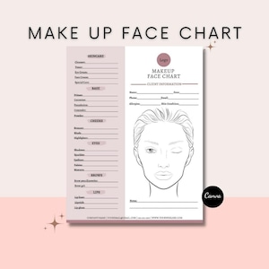 EDITABLE Makeup Artist Face Chart Makeup Artist Form Freelance Makeup Form Makeup Consultation Chart Makeup Consent Form CANVA TEMPLATE