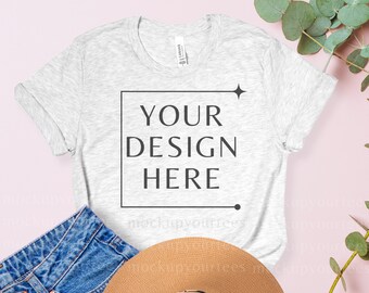 Maquette de t-shirt Ash Bella Canvas 3001 : modèle plat pour femmes (téléchargement numérique)
