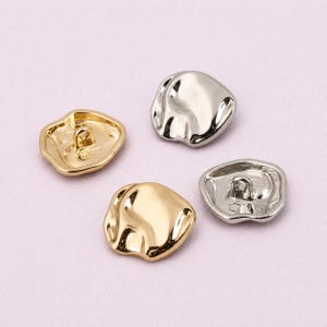 Lot de 10 boutons abstraits en métal argenté doré, boutons modernes à tige irrégulière, boutons pour manteaux de blazer de luxe, boutons de couture de créateur 15 mm 20 mm