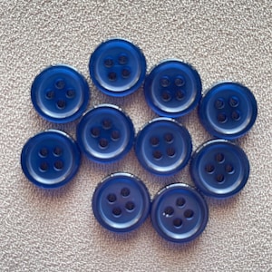 Pack of 10 and 20 Dark Blue  Four Hole Buttons for Shirts, Blouses, Sewing Crafts d 11.5mm