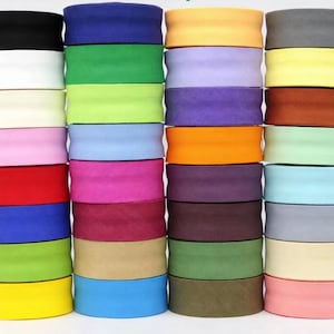 Viés de algodão 25 mm, viés dobrado para costura, fita para acabamento de patchwork, acabamento de vestuário, rolo de 10 m ou 15 m, suprimentos para costura