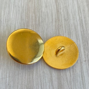 Pack of 5 Flat Gold Metal Buttons 20mm