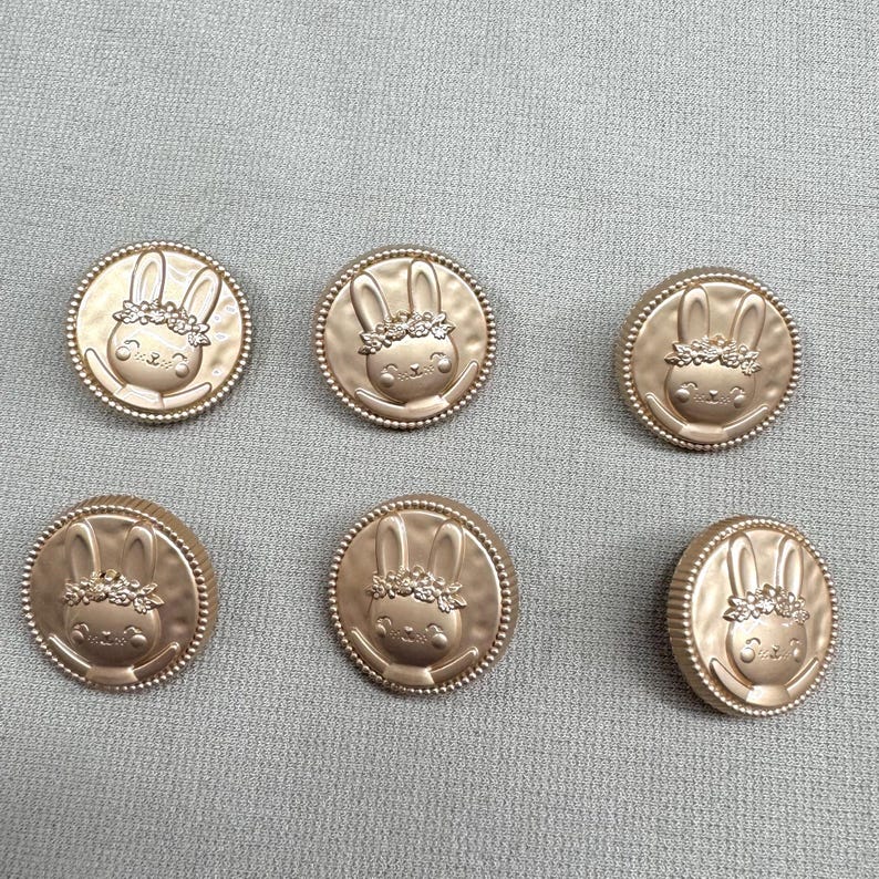 Gold Bunny Shank Buttons With Rhinestones – Pack of 6 – 18mm Decorative ...