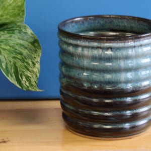 Stormy Blue-Cloud Ceramic Wine Cooler & Utensil Holder – Handmade Rustic Kitchen Decor, Multi-Purpose Pottery, Homesteading Style