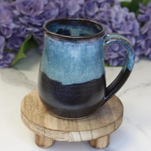 Stormy Blue-Ceramic Mug – Wheel-Thrown Pottery Coffee Mug, 14-16oz, Handmade Rustic Drinkware, Microwave & Dishwasher Safe