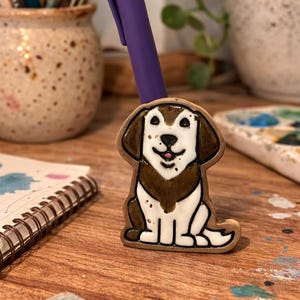 Handmade Ceramic Dog Pen Holder – Desk Decor, Teacher Gift