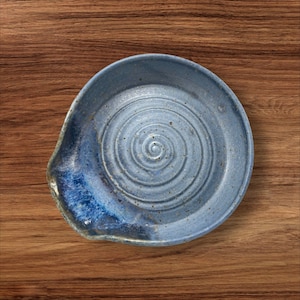 Blue Pottery Spoon Rest – Handmade Rustic Kitchen Decor, Drip Tray, Artisan Countertop Accessory