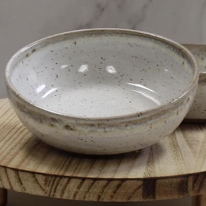 White-Handmade Wheel-Thrown Small Pottery Bowl – Ice Cream, Dips, Cereal & More
