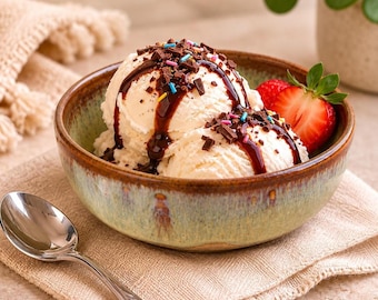 Bol para helado hecho a mano / Bol pequeño para cereales y aperitivos / Cerámica de gres - 1 libra