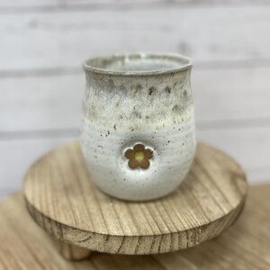 White Everyday Cup with Button Grip – Handmade Pottery Wine, Water, Whiskey Cup, 12–15oz, Rustic Drinkware, Artisan Mug