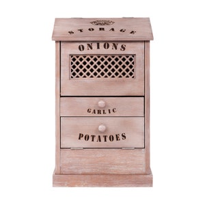 POGABOX™ Modern Potato Onion and Garlic Storage Wooden Bin Box - RUSTIC TIRAMISU
