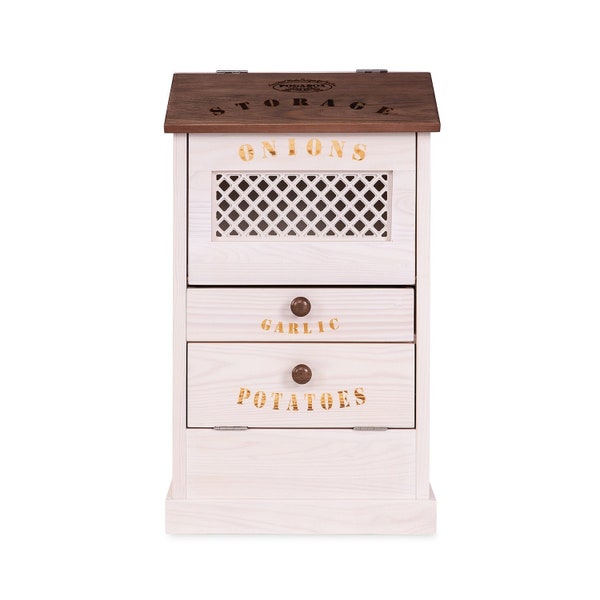 POGABOX™ Modern Potato Onion and Garlic Storage Wooden Bin Box - CHESTNUT CAPPUCCINO