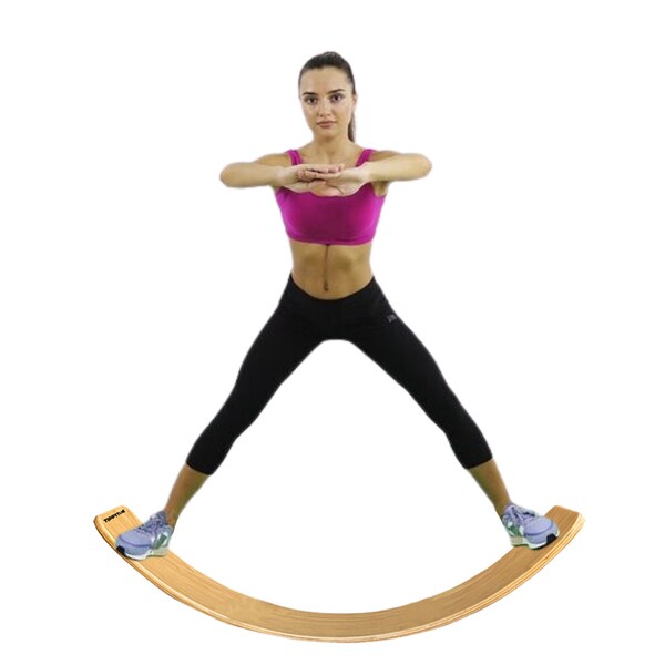 TippyToe Planche d'équilibre en bois pour adultes, planche de yoga, planche à bascule en bois naturel pour adultes - naturel