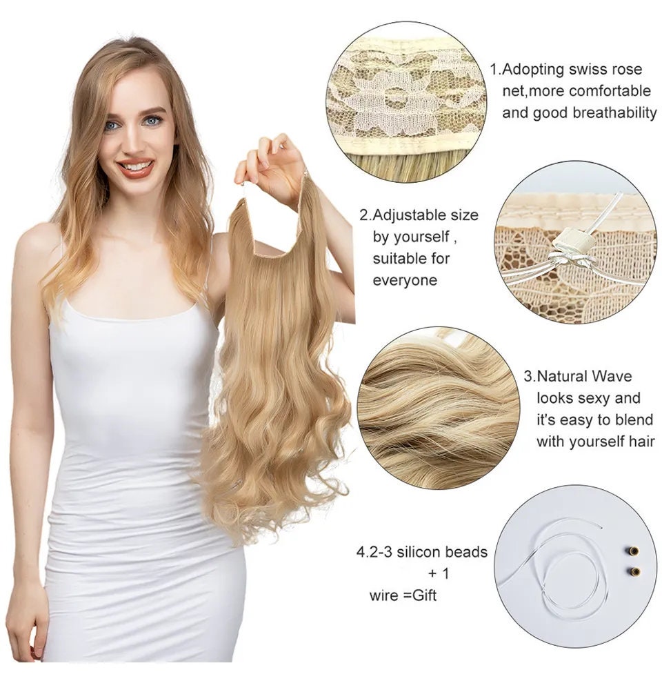 Body Wave Wavy Halo Extension, Halo Wig, Like Human Hair Extension