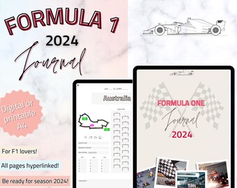 2024 Diario de Fórmula 1, Beige / Diario Digital / Regalo F1 / F1 / Fórmula 1 / Impresión F1 / Diario Digital / Descarga Digital / Rastreador F1 2024