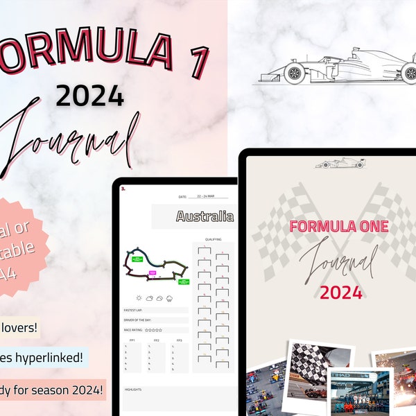 2024 Formula 1 Journal, Beige | Digital Journal | F1 Gift | F1 | Formula 1 | F1 Print | Digital Journal | Digital Download | F1 2024 Tracker