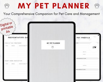 Digital Pet Planner | Dog & Cat Care Journal (A4 Printable)