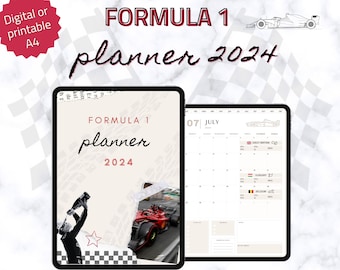 F1 Planner 2024 | Digital Formula 1 Planner | Formula One | Calendar F1 2024