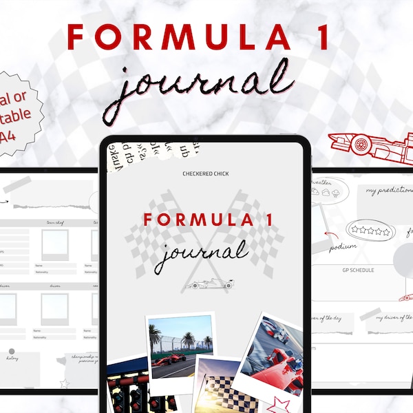 Formula 1 Journal Extended | Digital F1 Journal | Undated | F1 Gift | Formula 1 Tracker | Season 2024 Planner