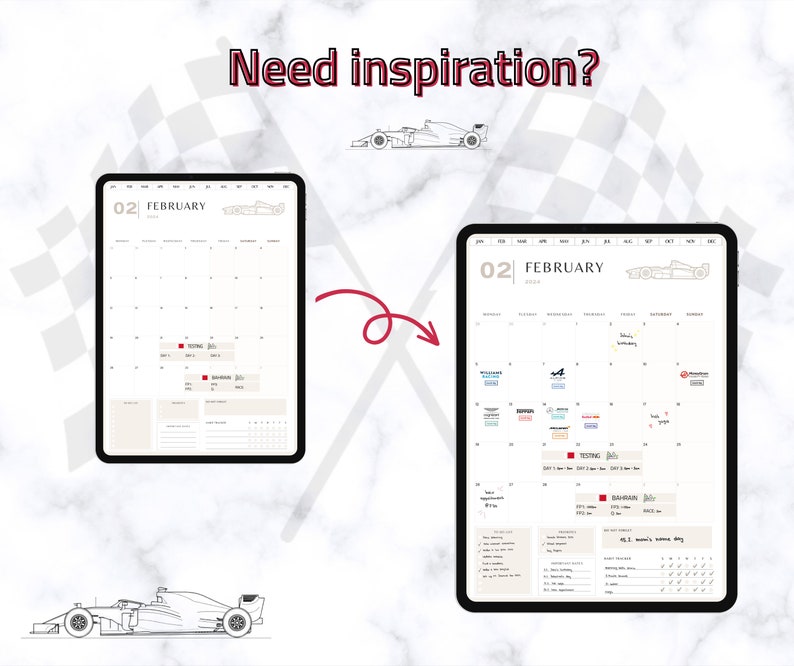 F1 Planner 2024 Digital Formula 1 Planner Formula One Calendar F1 2024