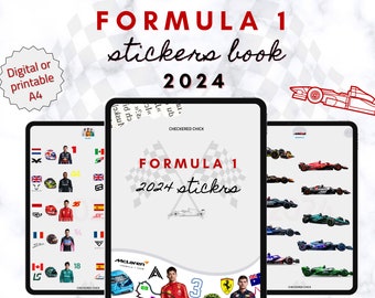 Livre d'autocollants F1 2024 | 144 Stickers numériques | Formule 1 | Cadeau F1 | Saison 2024