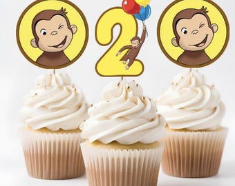 Curious George cupcake toppers (ALL ASSEMBLED)