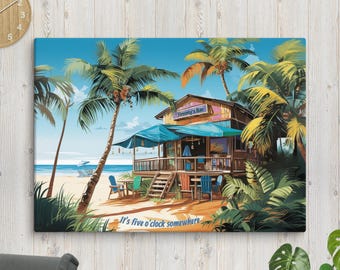 Jimmy Buffett Margaritaville Canvas Art: Margaritaville Tropical Beach Bar Wall Decor