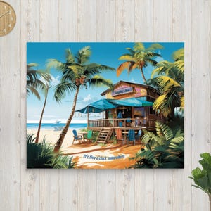 Tropical Poster Jimmy Buffett Style Margaritaville Print Caribbean Beach Traveler Gift Buffet Vibe Ocean Tiki Bar Decor Ocean Paradise