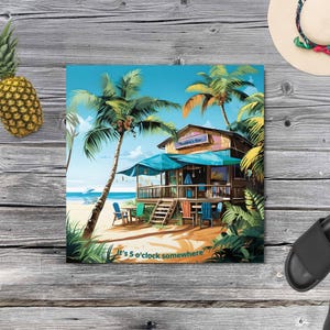 Jimmy Buffett Inspired Metal Canvas, 12"x12" Tropical Jimmy Buffett Wall Decor Style Margaritaville Caribbean Tiki Beach Traveler Gift
