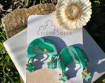 Turquoise Crescent star Danglies