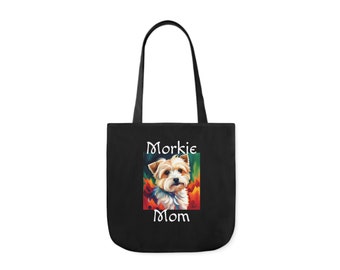 Morkie Mom Polyester Canvas Tote Bag (AOP)