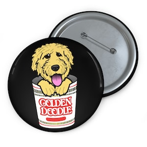 Goldendoodle Noodle Cup Pin Buttons