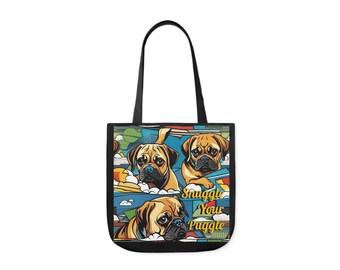 Snuggle Your Puggle Polyester Canvas Tote Bag (AOP)