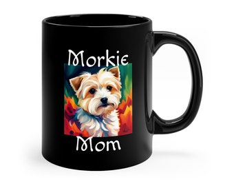 Morkie Mom Black Mug - 11oz