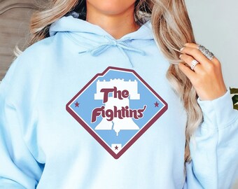 The Fightins, Baby Blue Hoodie, Custom Hooded Sweatshirt, Birthday Gift, Valentines Day, Baseball Fan, Pullover Hoodie, Liberty Bell Design