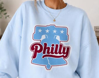 Philly Liberty Bell Sweatshirt, Baby Blue Philadelphia Crewneck, East Coast Pullover, Retro Phillies Gift, Trendy Sweatshirt for Her