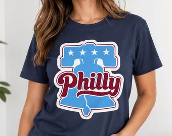 Philly Liberty Bell Comfort Colors T-Shirt, Navy Philadelphia Tee, East Coast Streetwear Shirt, Trendy Phillies Gift for Her