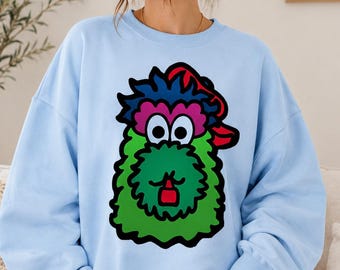 Phillies Mascot Sweatshirt, Baby Blue Phanatic-Style Crewneck, Funny Philadelphia Game Day Pullover, Trendy Philly Fan Gift for Her